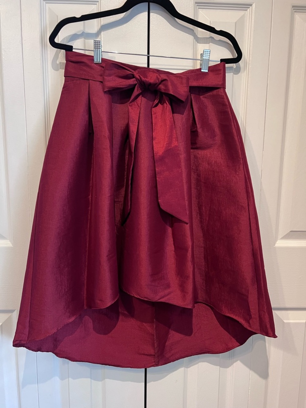 Marina Burgundy/ Red Wine High Low Taffeta Front Tie Skirt Size M